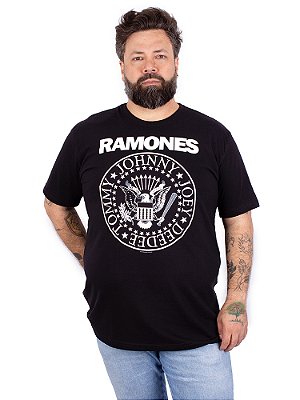 Camiseta Plus Size Ramones Logo Preta Oficial