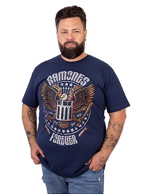 Camiseta Plus Size Ramones Forever Marinho Oficial