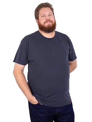 Camiseta Plus Size Básica Estonada Azul.