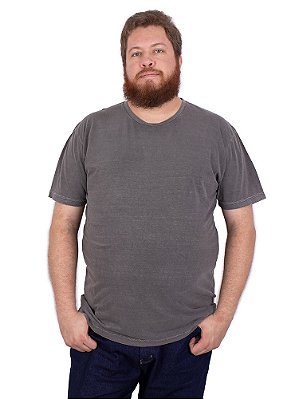 Camiseta Plus Size Básica Estonada Básica Cinza.