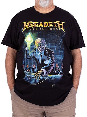 Camiseta Plus Size Megadeth Rust In Peace Preta Oficial