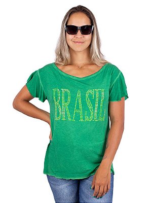Blusa Brasil Strass Verde