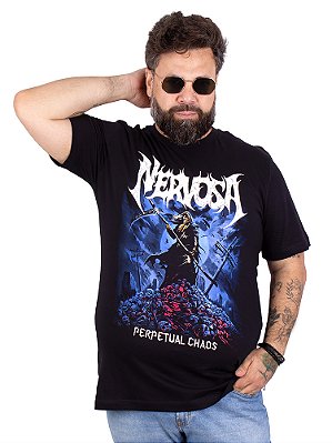 Camiseta Plus Size Nervosa Perpetual Chaos Preta Oficial