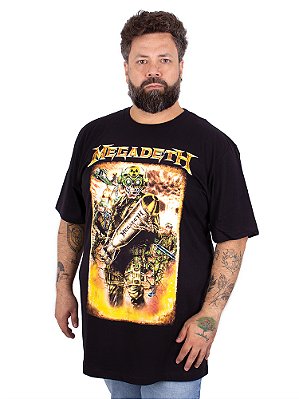 Camiseta Plus Size Megadeth Camo Man Preta Oficial