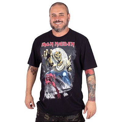 Camiseta Plus Size Iron Maiden Number Of The Beast Preta Oficial