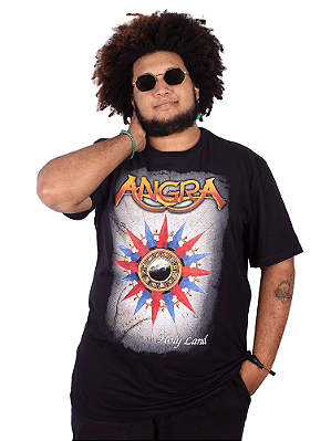 Camiseta Plus Size Angra Holy Land Preta Oficial