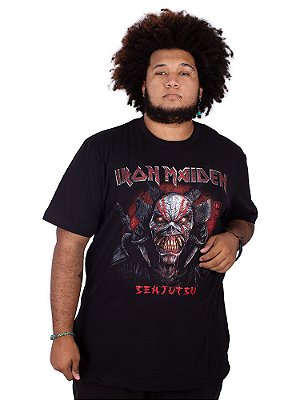 Camiseta Plus Size Iron Maiden Senjutsu Eddie Preta Oficial