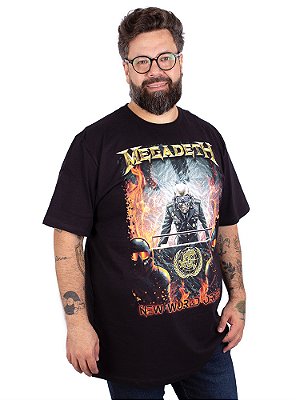 Camiseta Plus Size Megadeth New World Order Preta Oficial