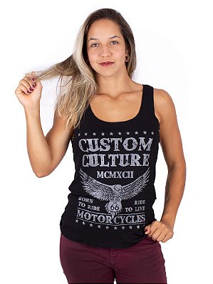 Regata Feminina Moto Custom Culture Preta