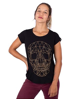 Blusa Feminina Caveira Geométrica Preta