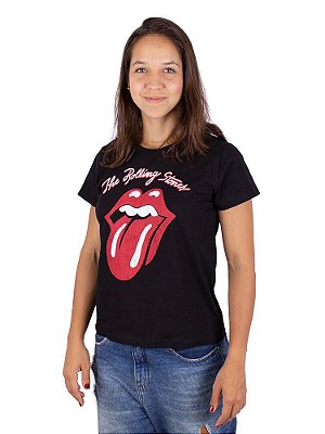 Camiseta Feminina Rolling Stones Preta Oficial
