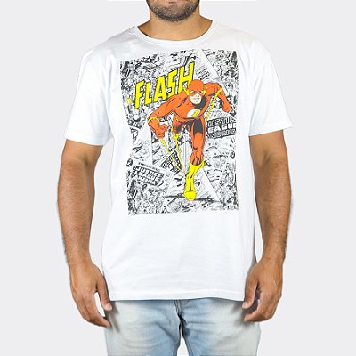 Camiseta DC Flash Retrô Branca Oficial
