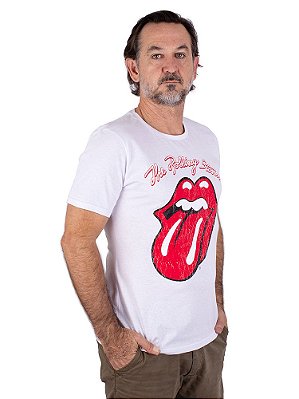 Camiseta Rolling Stones Branca Oficial