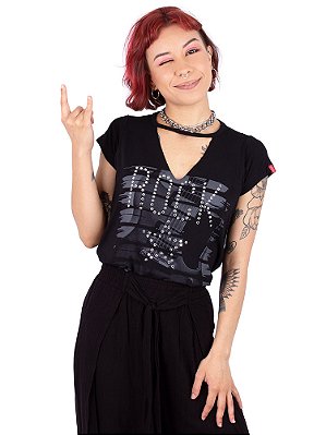 Blusa Choker Rock Star Preta