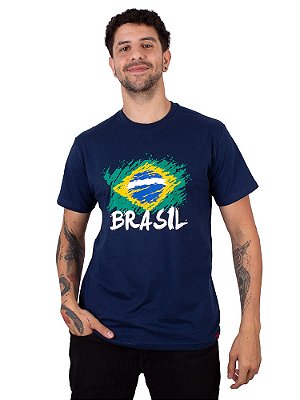 Camiseta Brasil Bandeira Copa Marinho.