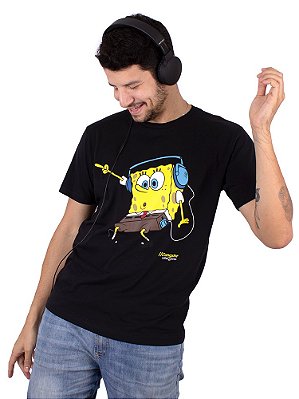 Camiseta Bob Esponja Música Preto Oficial