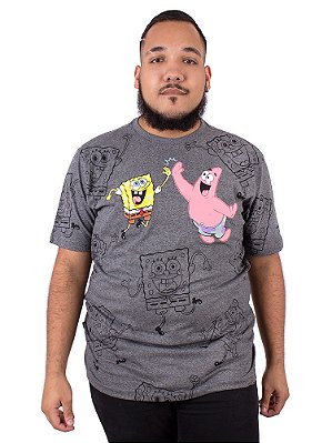 Camiseta Bob Esponja E Patrick Grafite Oficial