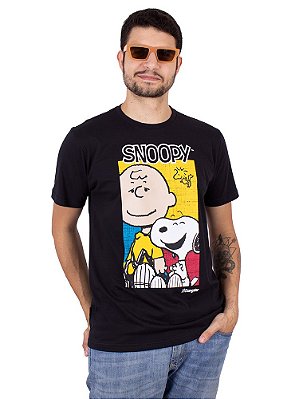 Camiseta Charlie e Snoopy Preta Oficial