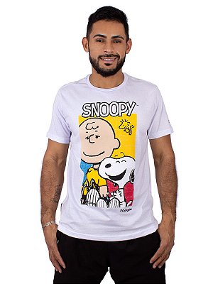Camiseta Charlie e Snoopy Branca Oficial
