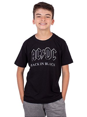 Camiseta Juvenil ACDC Back In Black Preta Oficial
