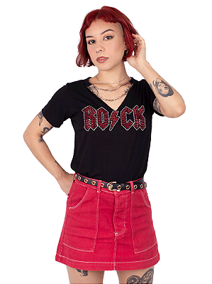 Blusa Corrente Aplique Rock Full Preta