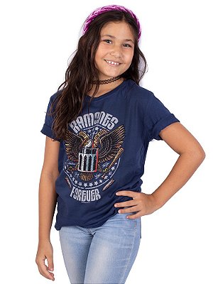 Camiseta Juvenil Ramones Forever Marinho Oficial