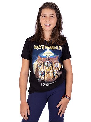 Camiseta Juvenil Iron Maiden Powerslave Preta Oficial