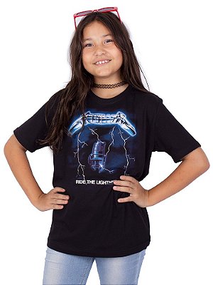 Camiseta Juvenil Metallica Ride The Lightning Preta Oficial
