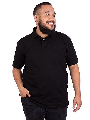 Camisa Polo Plus Size Básica Preta