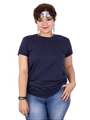 Camiseta Básica Marinho Adulto Feminino.