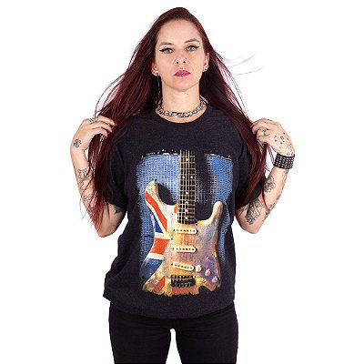 Camiseta Guitarra UK Preto Jaguar.