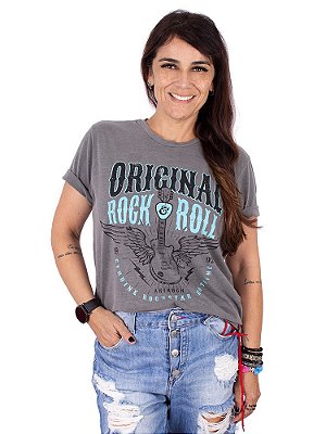 Camiseta Estonada Genuine Rock Cinza.