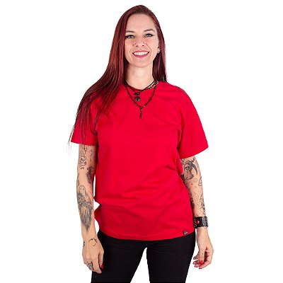 Camiseta Básica Vermelha Adulto Feminina.