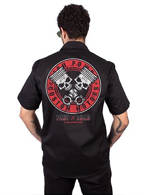 Camisa Workshirt Piston Skull Preta