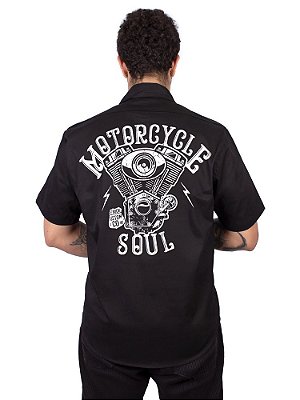 Camisa Workshirt Motorcycle Soul Preta