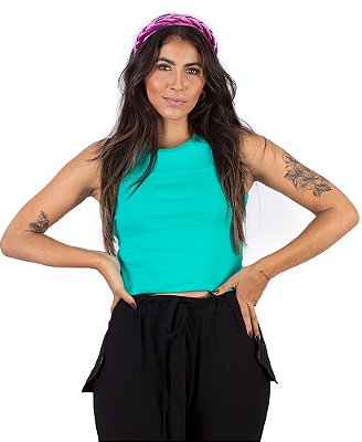 Blusa Cropped Básica Verde Esmeralda