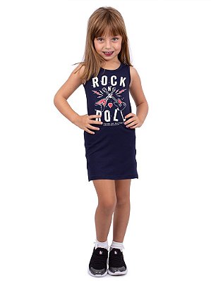 Vestido Infantil Tubinho Guitarra Power Marinho