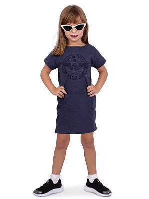 Vestido Infantil Tshirt Moto Superior Marinho Indigo