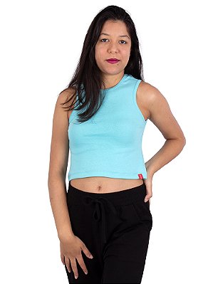 Blusa Cropped Básica Azul Celeste