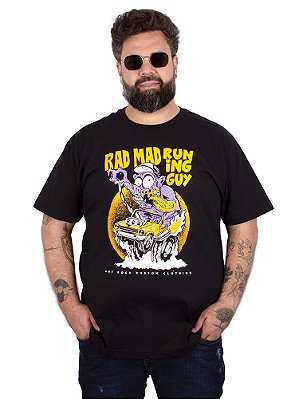 Camiseta Plus Size Rad Mad Guy preta.