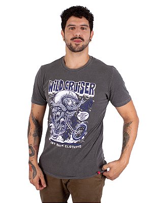 Camiseta Estonada Moto Wild Preta.