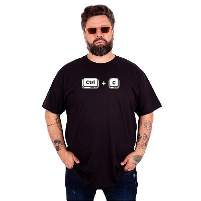 Camiseta Plus Size Cópia CTRL C - Preta.