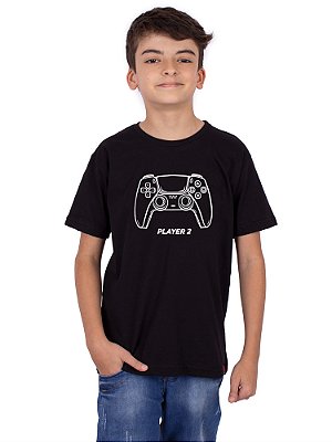 Camiseta Juvenil Player 2 PS5 - Preta