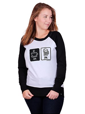 Moletinho Feminino Raglan Cerveja AM PM Branco Slim