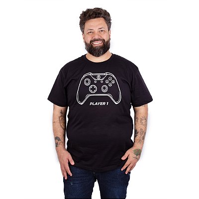 Camiseta Plus Size Player 1 Xbox - Preta.