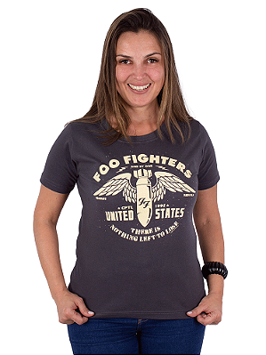 Camiseta Feminina Foo Fighters One By One Chumbo Oficial