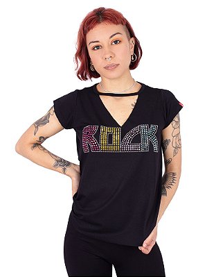 Blusa Choker Color Rock - Preta