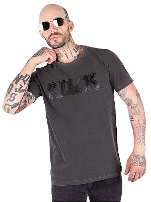 Camiseta Estonado Rock Relevo - Preta .