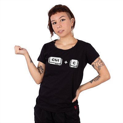 Camiseta Feminina Cópia CTRL C Preta