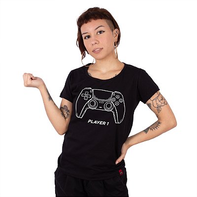 Camiseta Feminina Player 1 PS5 Preta